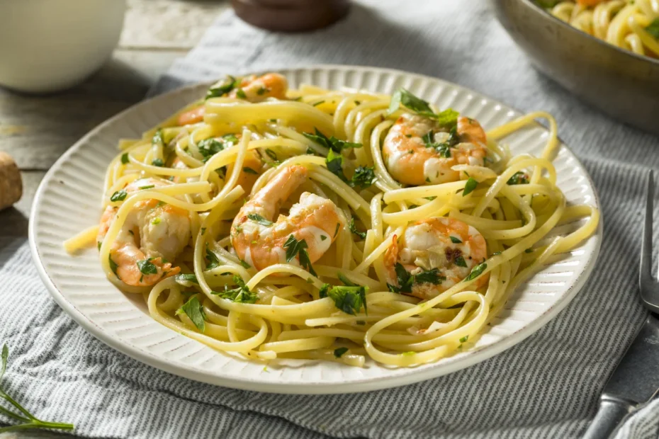 Fettuccine ao Molho de Camarão e Alho-Poró