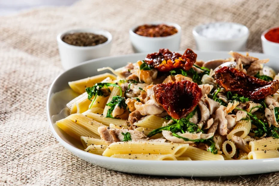 Penne ao Molho de Tomate Seco e Rúcula